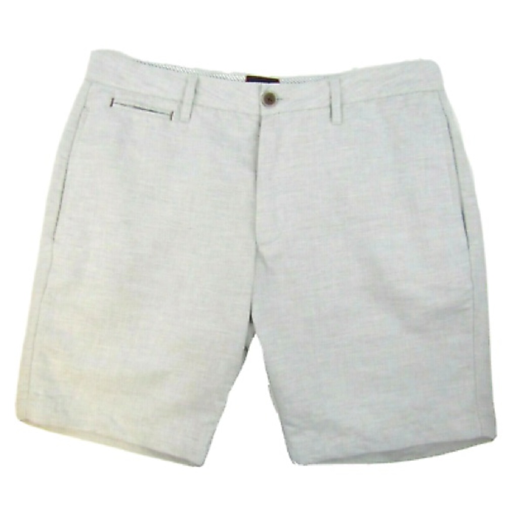 UNTUCKit Paumanok Light Gray Linen Cotton Shorts Mens Waist 32 Reg Fit in Grey